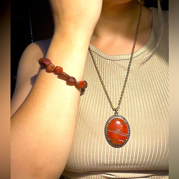 Jewelry - Vintage Red Jasper Necklace & Bracelet Set
